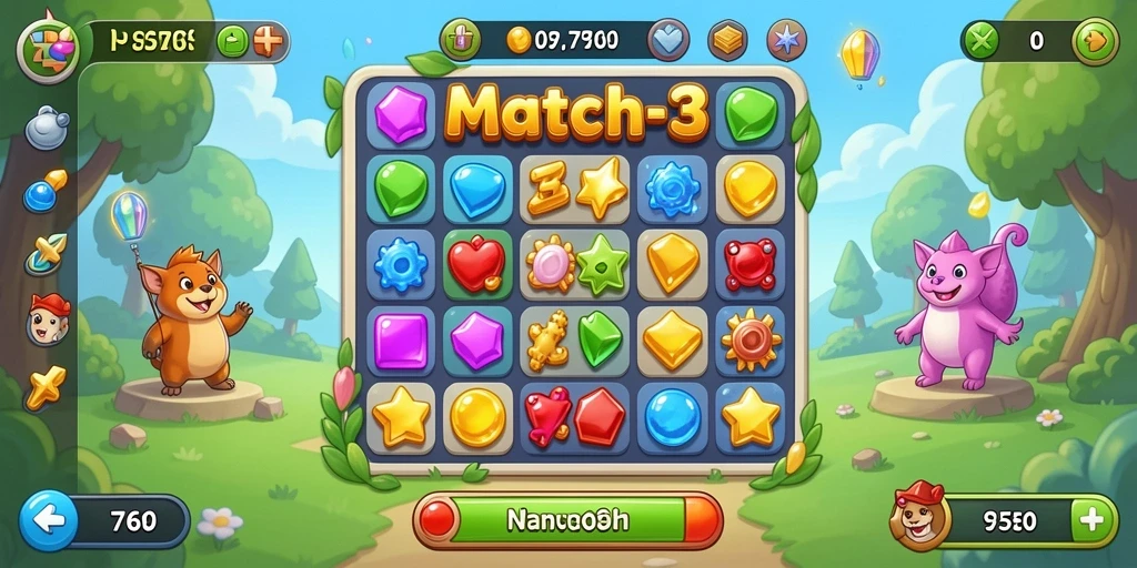 Tampilan seru gameplay Match-3 dari 8768