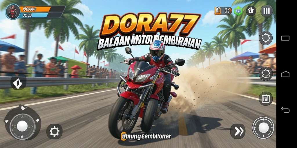 Tampilan gameplay DORA77 dengan trek balap yang menantang.