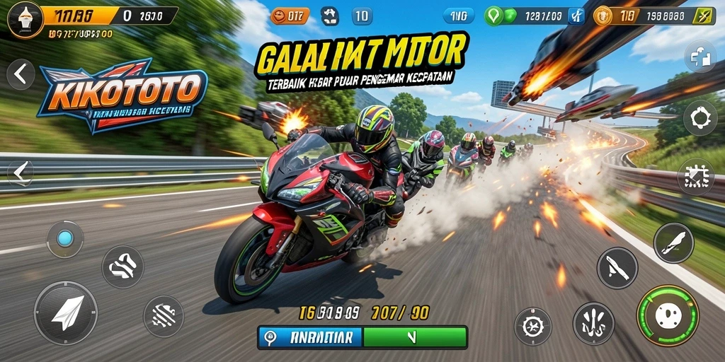 Screenshot dari gameplay seru KIKOTOTO saat balapan motor.