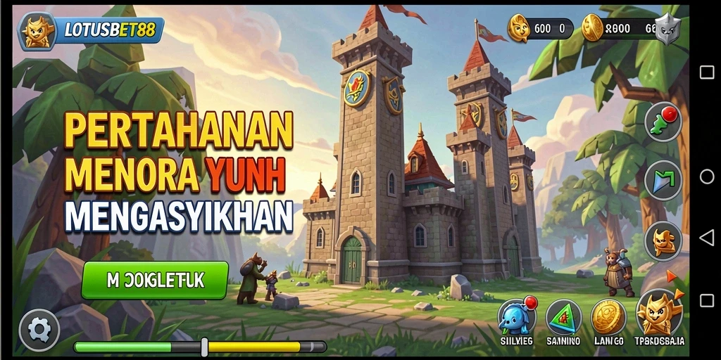 Screenshot utama LOTUSBET88 menunjukkan gameplay Tower Defense yang seru.