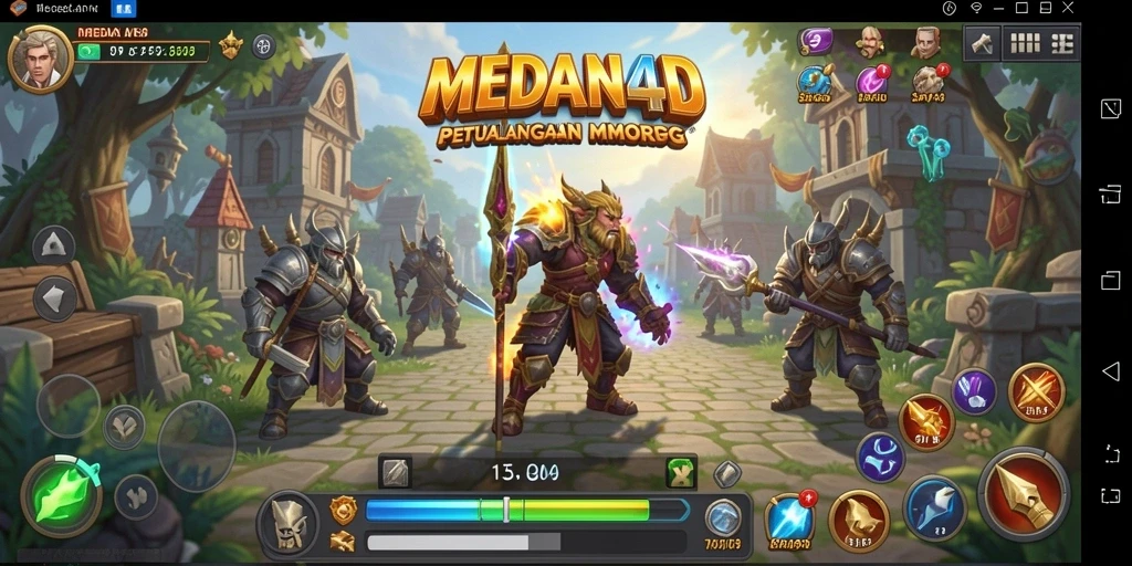 Screenshot gameplay MEDAN4D menampilkan aksi pertempuran epik dalam dunia MMORPG.