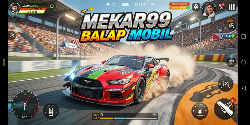 Tampilan gameplay seru dari MEKAR99, balapan di lintasan menantang.