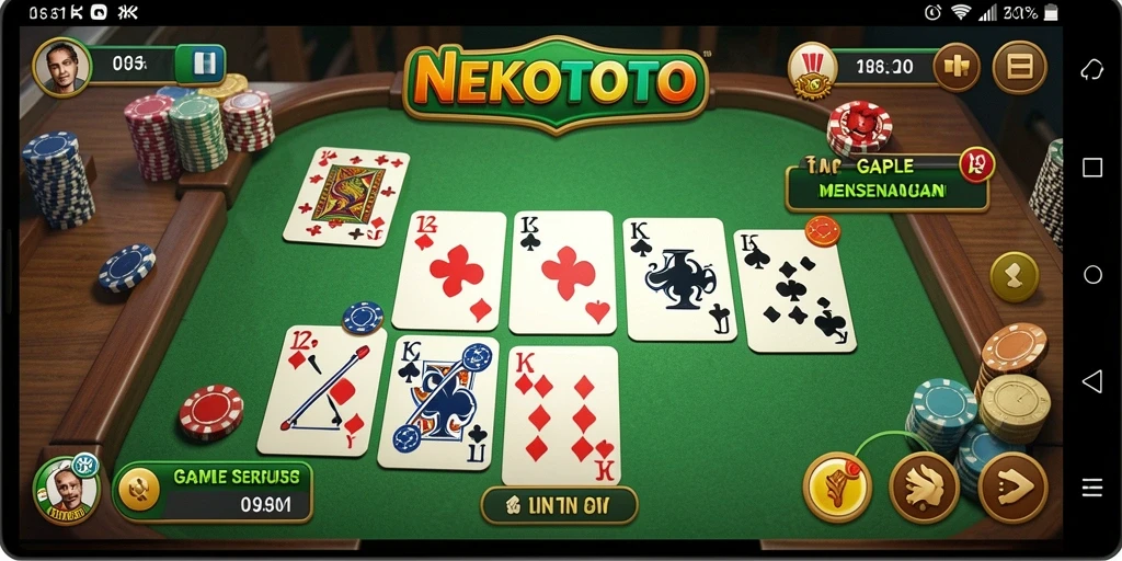 Tampilan gameplay seru dari NEKOTOTO dengan suasana bermain Gaple.