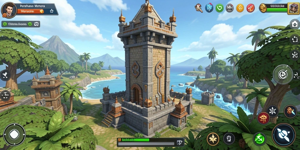Gameplay S9S9 menampilkan menara pertahanan yang strategis dalam pertarungan melawan gelombang musuh.