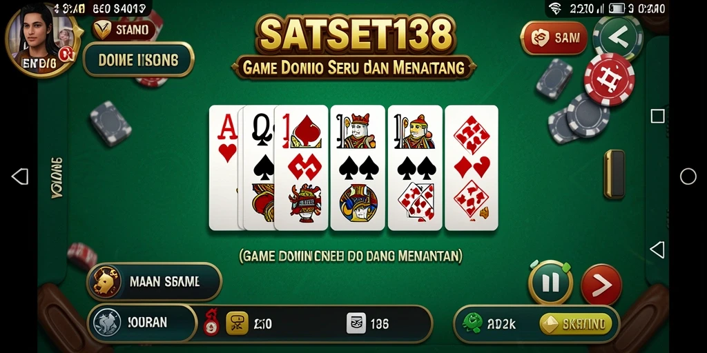 Screenshot gameplay SATSET138 menunjukkan aksi bermain domino yang mengasyikkan.