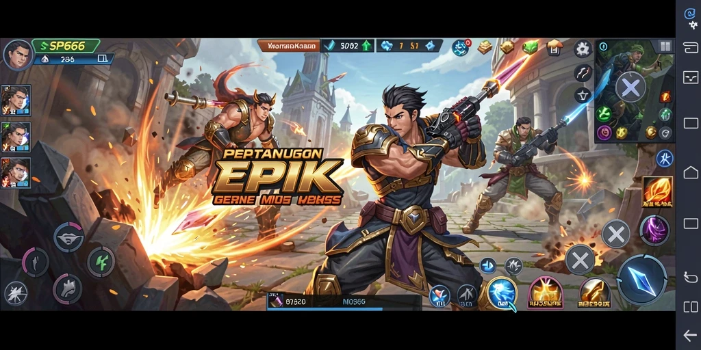 Tampilan menarik gameplay SP666 dalam pertempuran MOBA.